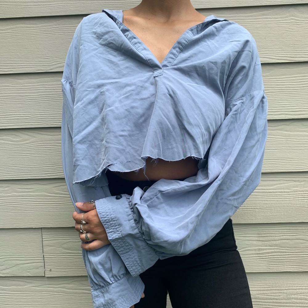 LIGHT BLUE CROPPED FREE PEOPLE TOP